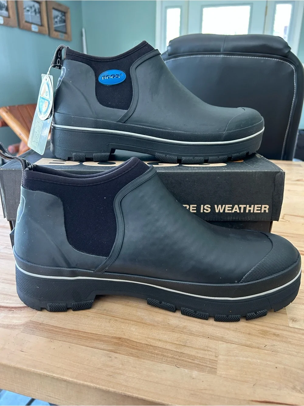 Bogs Men's Black Slip-On Waterproof Ankle Boots